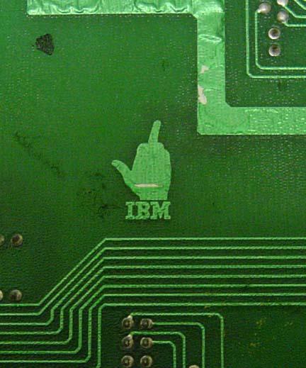 a hand flipping the bird, IBM