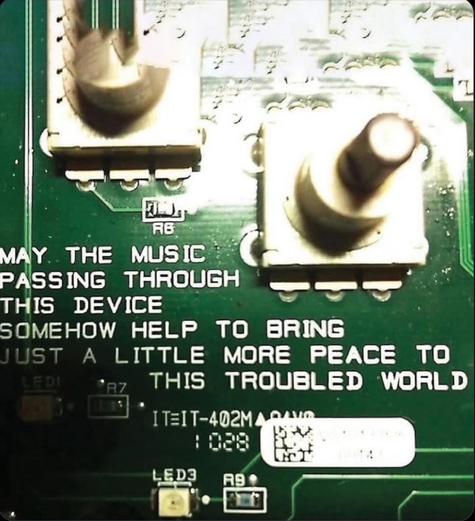May the music passing through this device somehow help to bring just a little more peace to this troubled world.